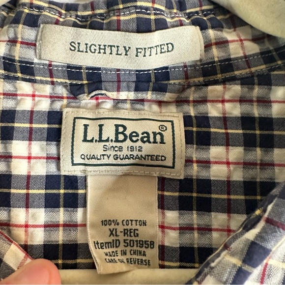 L.L. Bean Men’s Short Sleeve Plaid Button-Down Shirt XL Slightly Fitted Cotton - Picture 4 of 10